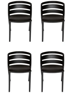 Mario Plastic Chair Pack Of 4 in Black