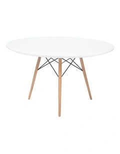 Replica Eames Eiffel Round Wood Dining Table 120cm in White