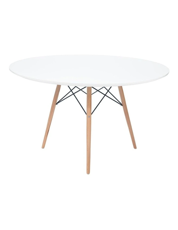Replica Eames Eiffel Round Wood Dining Table 120cm in White image 1