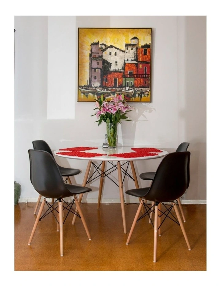 Replica Eames Eiffel Round Wood Dining Table 120cm in White image 2