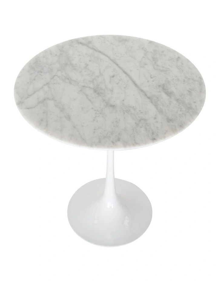 Replica Eero Saarinen Tulip Round Marble Side Table in White image 2