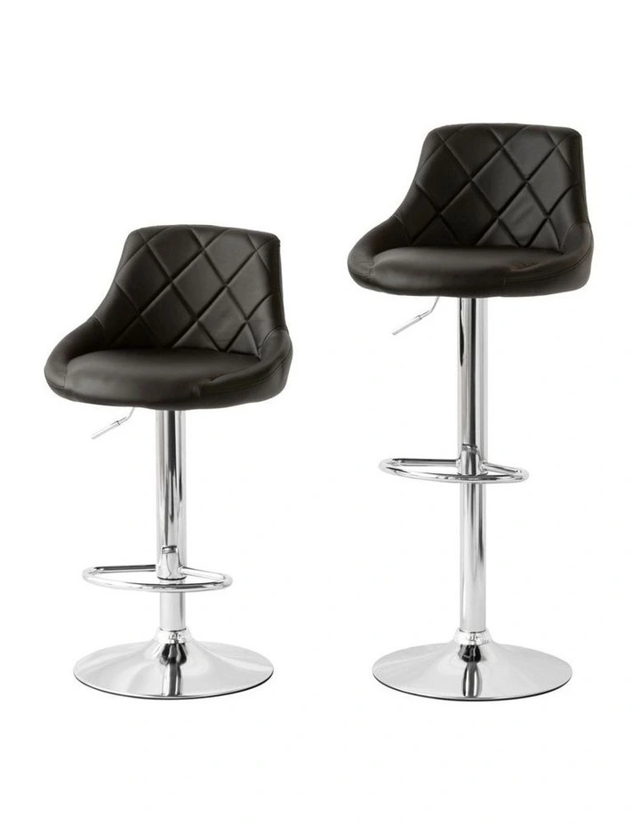 Diamond Style Padded Leather Barstools 2 in Black image 4