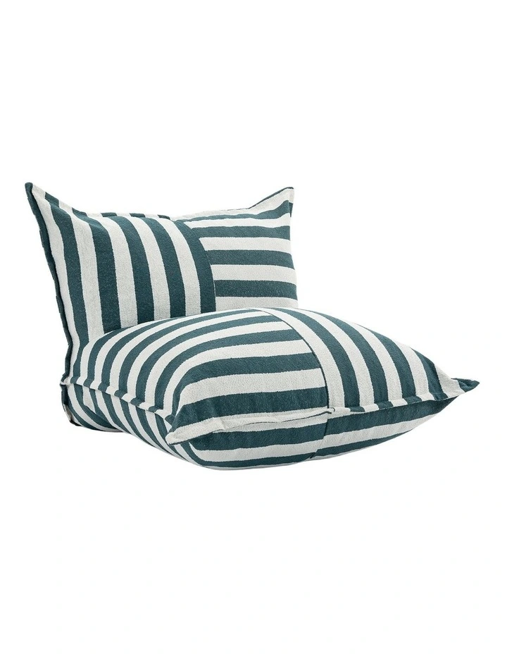 L-Shape Outdoor Boucle Compression Sofa in Green/White image 1