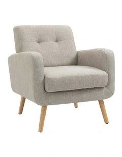 Modern Tub Chair With Upholstered Cushion in Light Grey
