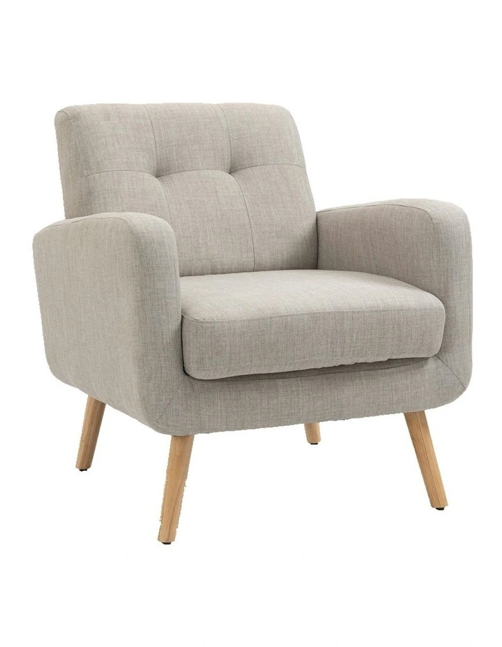 Modern Tub Chair With Upholstered Cushion in Light Grey image 1