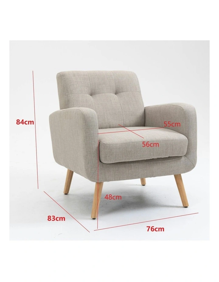 Modern Tub Chair With Upholstered Cushion in Light Grey image 3