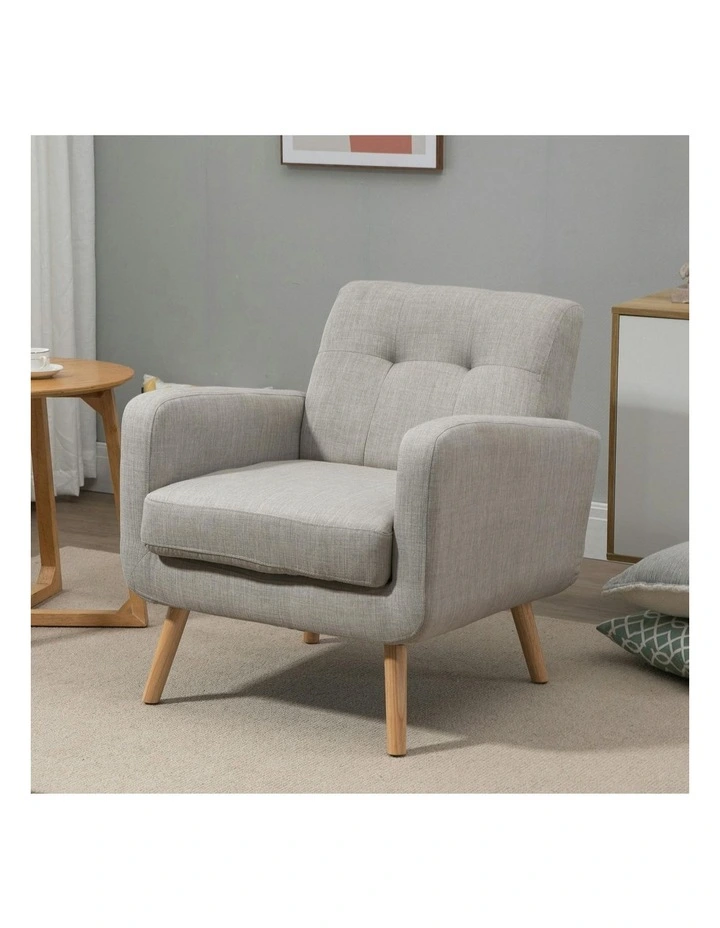 Modern Tub Chair With Upholstered Cushion in Light Grey image 4