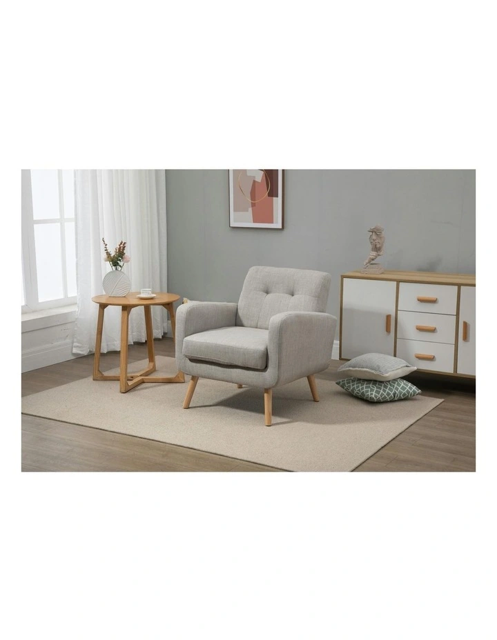 Modern Tub Chair With Upholstered Cushion in Light Grey image 6