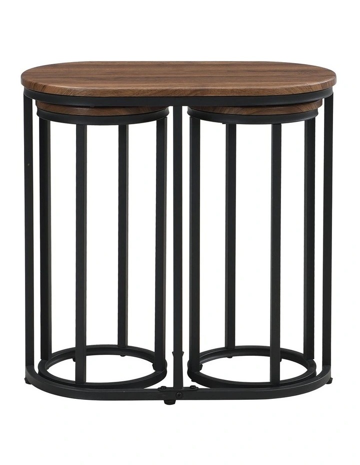 Oval Coffee Table Set with 2 Round Chairs Piece of 3 in Walnut image 4