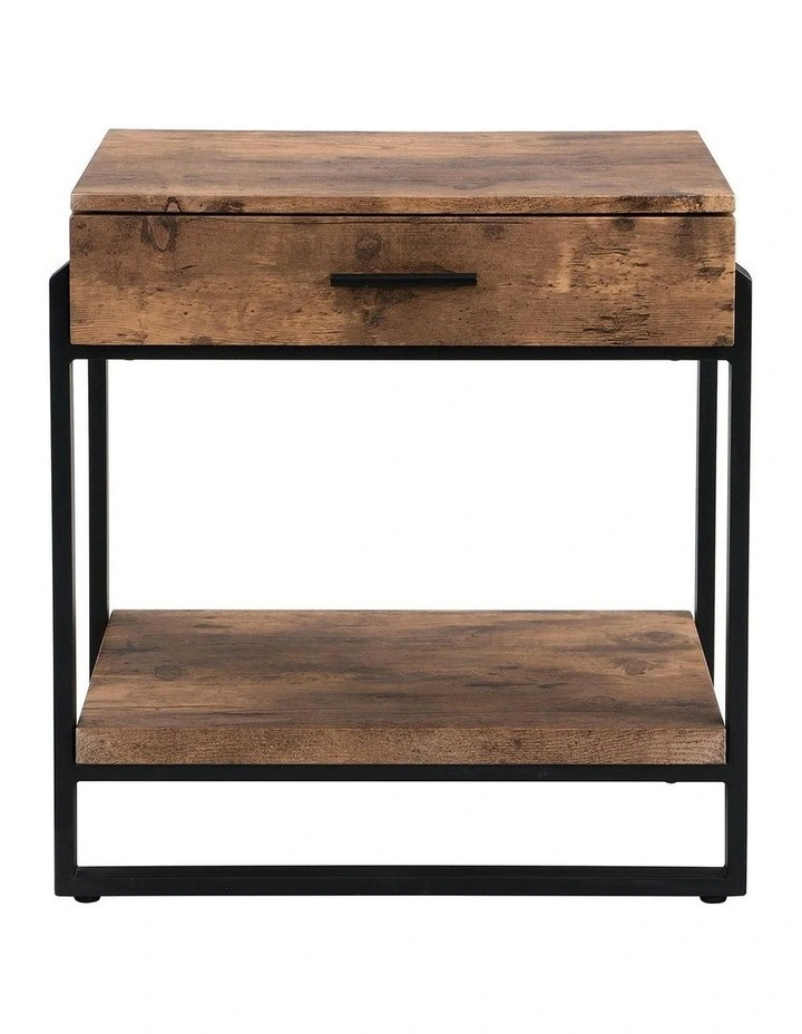 Night Stands with Drawer in Rustic Dark Brown image 1