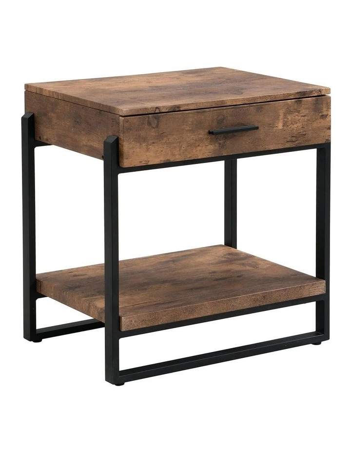 Night Stands with Drawer in Rustic Dark Brown image 2
