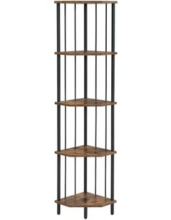 5 Tier Pentagon MDF Corner Display Shelves in Rust Dark Brown