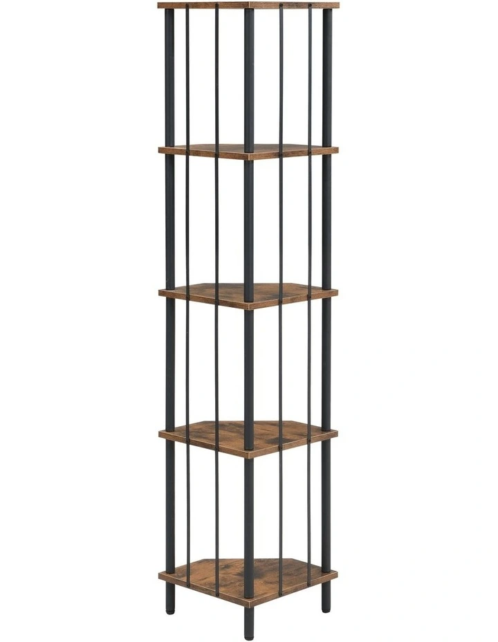5 Tier Pentagon MDF Corner Display Shelves in Rust Dark Brown image 5
