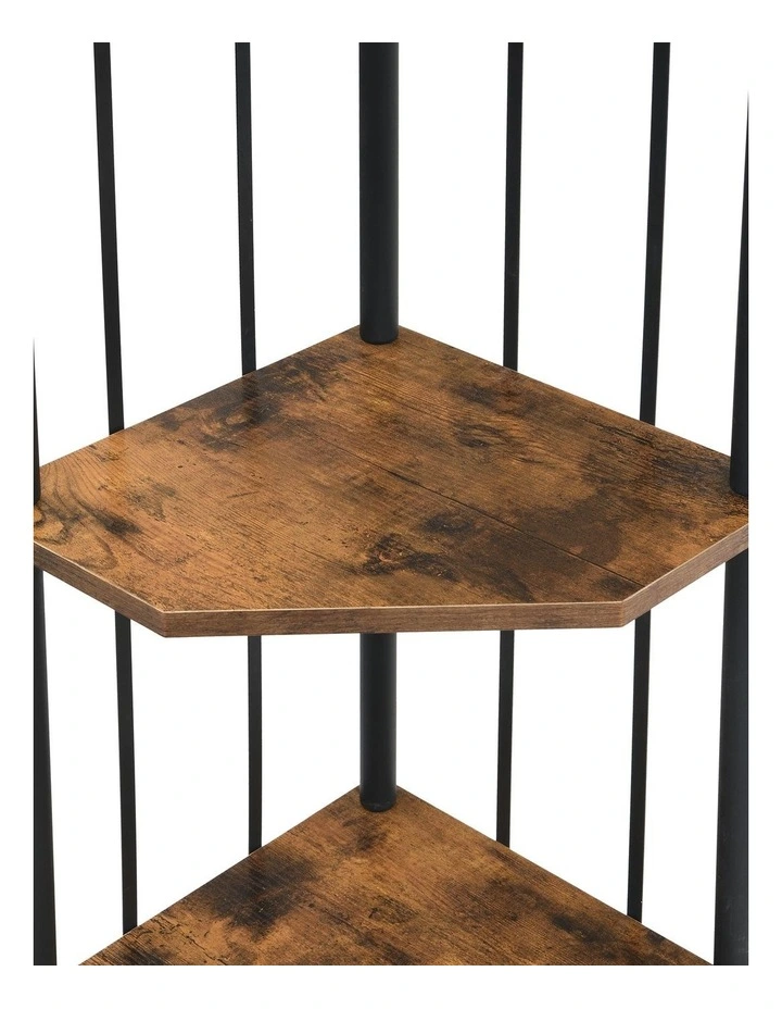 5 Tier Pentagon MDF Corner Display Shelves in Rust Dark Brown image 6