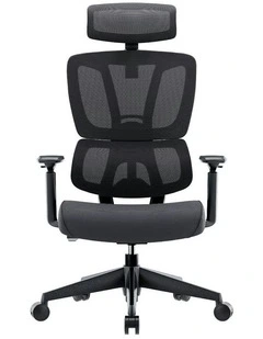 Mecca Ergonomic Mesh Back and Fabric Seat Manager Chair in Black