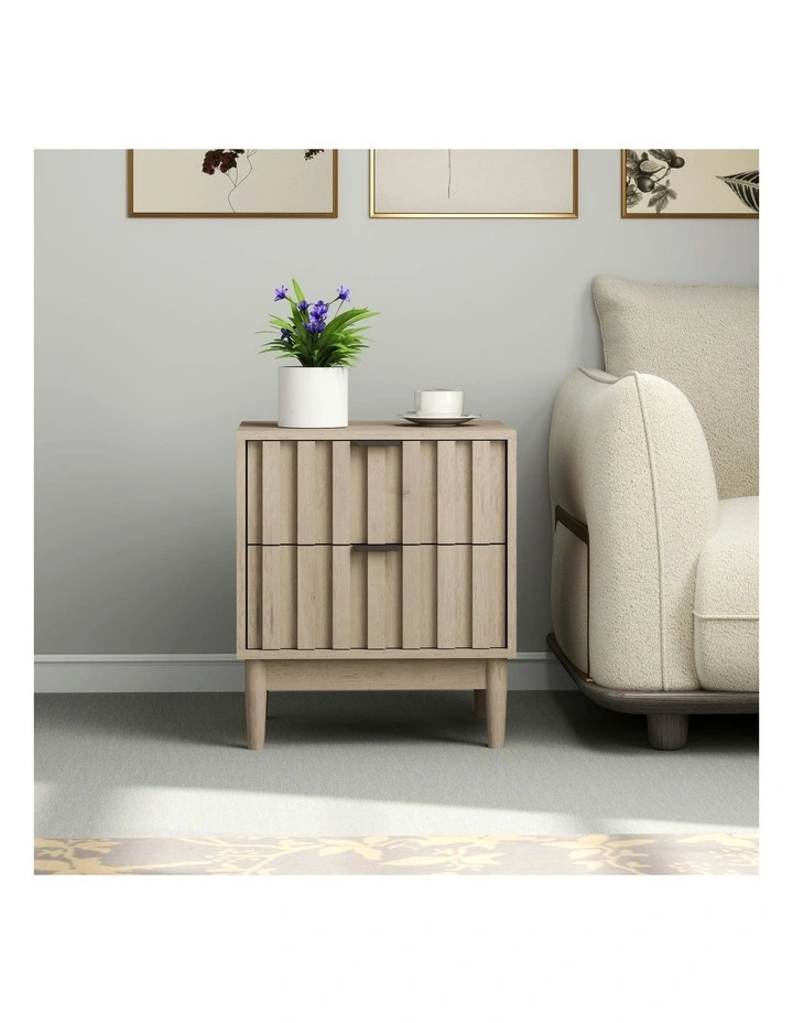 Chaplin 2 Draw Bedside Table in Brown image 2