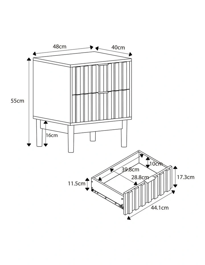 Chaplin 2 Draw Bedside Table in Brown image 6