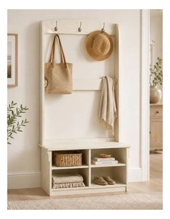 Kinman 5 shelf Hall Tree in Antique White