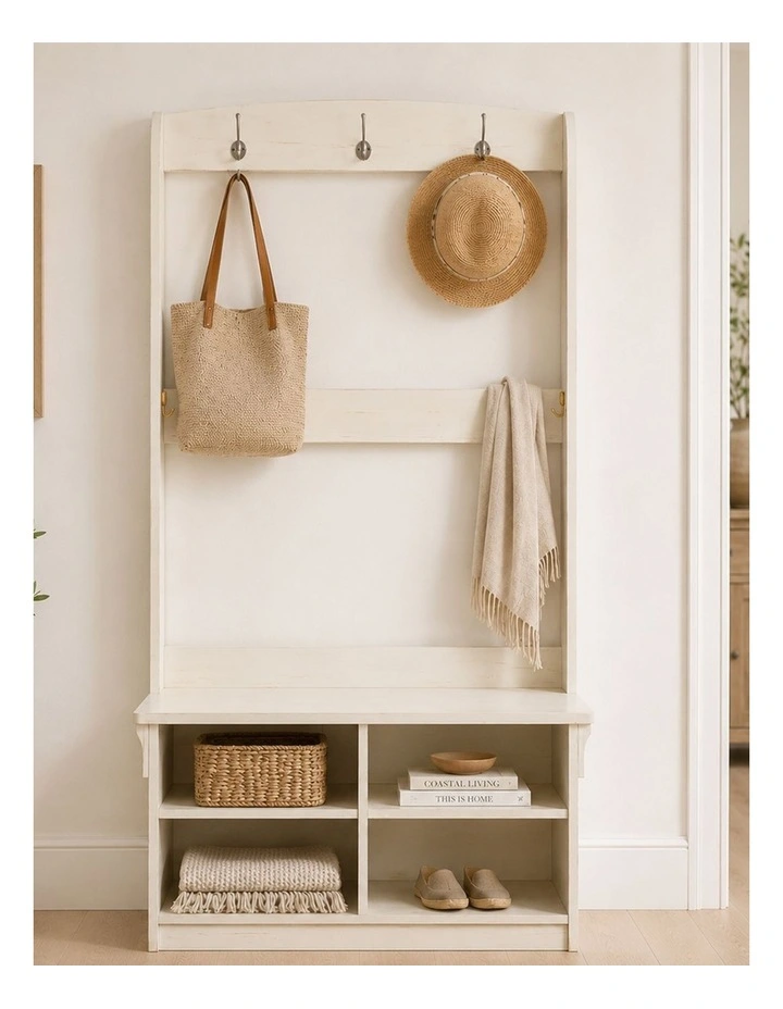Kinman 5 shelf Hall Tree in Antique White image 2