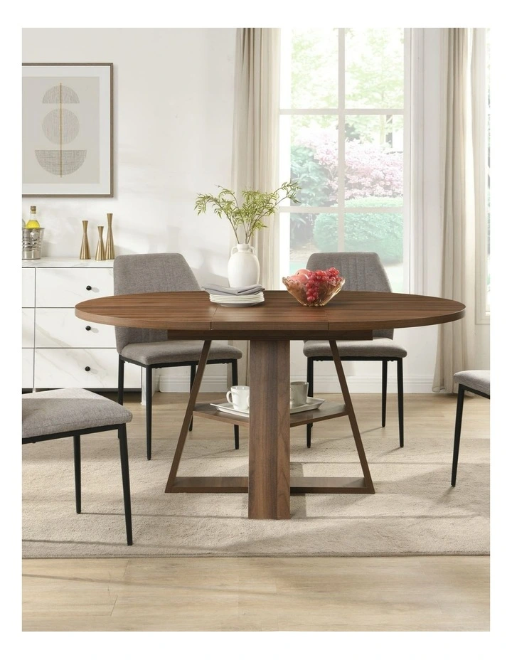 Extendable Round Dining Table 110-150cm in Brown image 3