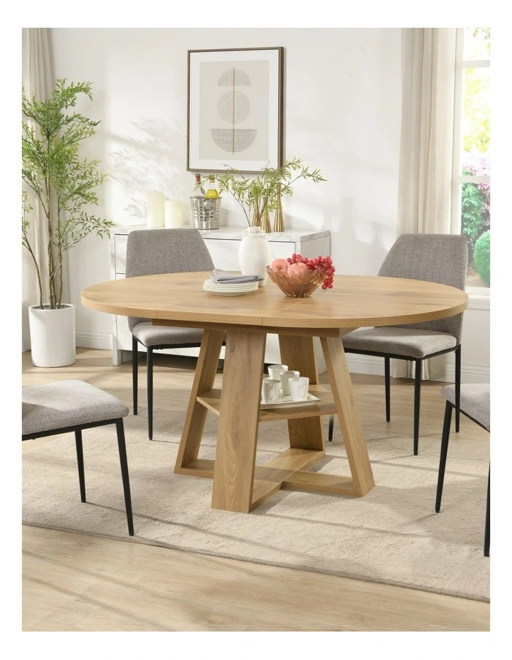 Extendable Round Dining Table 110-150cm in Brown image 3