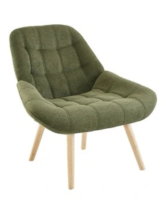 Nordic Tufted Wingback Accent Chair in Olive Green Fabric
