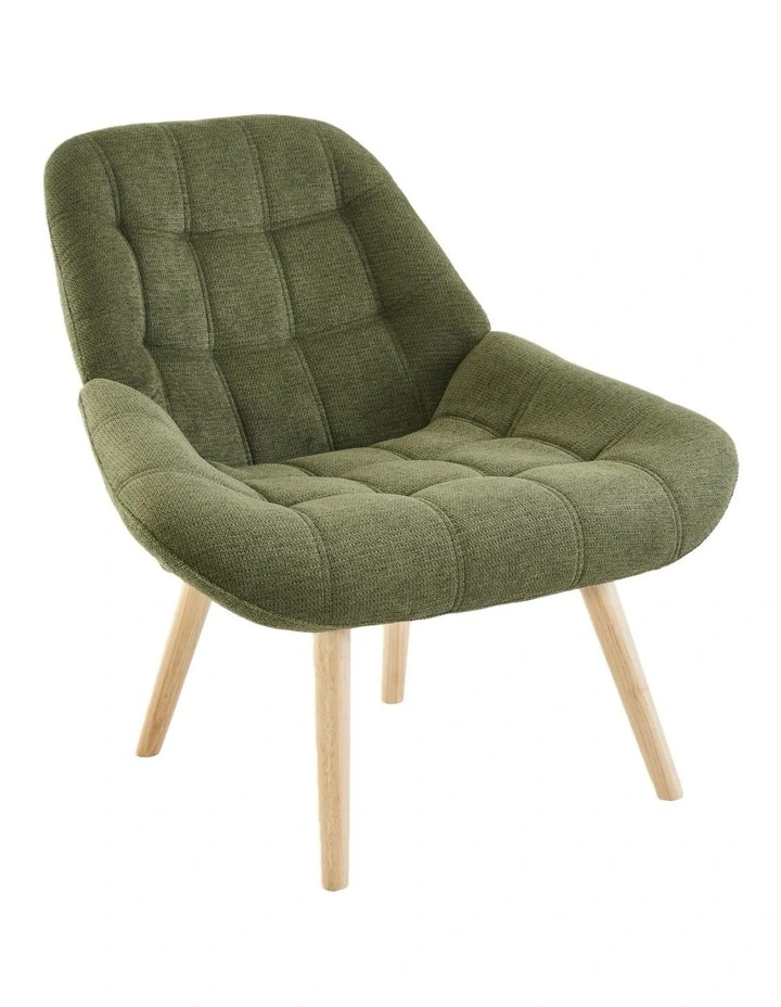 Homfurn Nordic Tufted Wingback Accent Chair, Olive Green Fabric image 1