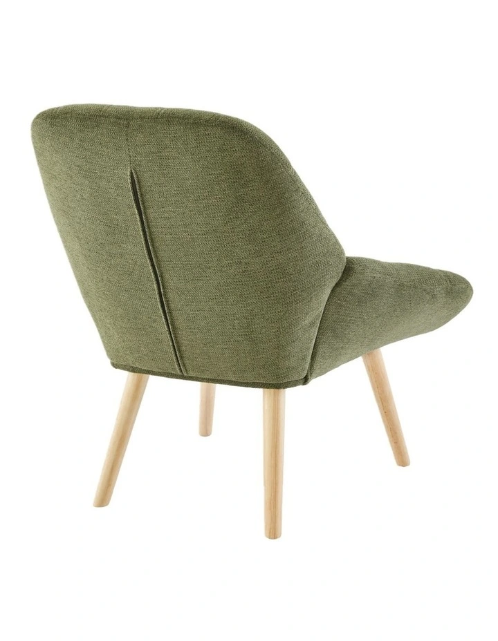 Nordic Tufted Wingback Accent Chair in Olive Green Fabric image 4