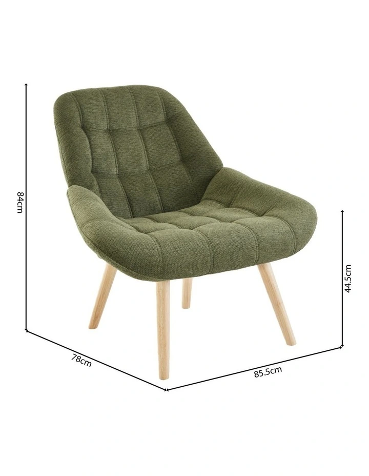 Nordic Tufted Wingback Accent Chair in Olive Green Fabric image 6