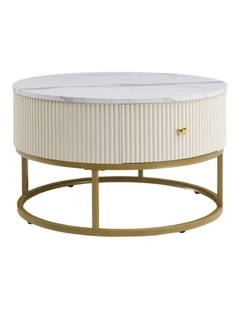 Storage Drawers Modern Round Coffee Table70cm in White