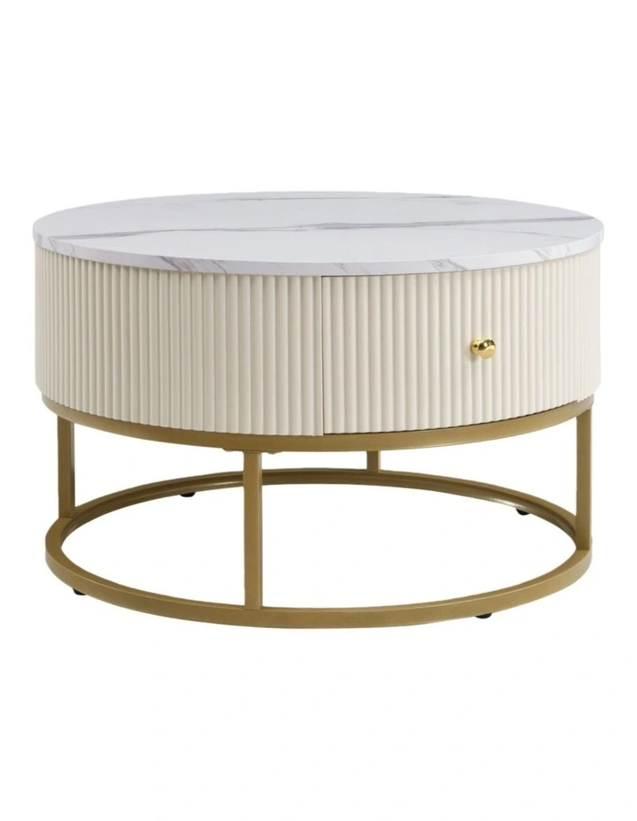 Storage Drawers Modern Round Coffee Table70cm in White image 1