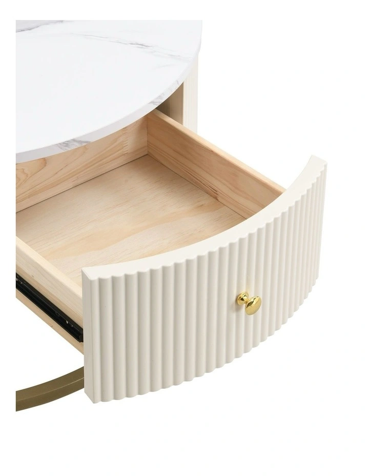 Storage Drawers Modern Round Coffee Table70cm in White image 4