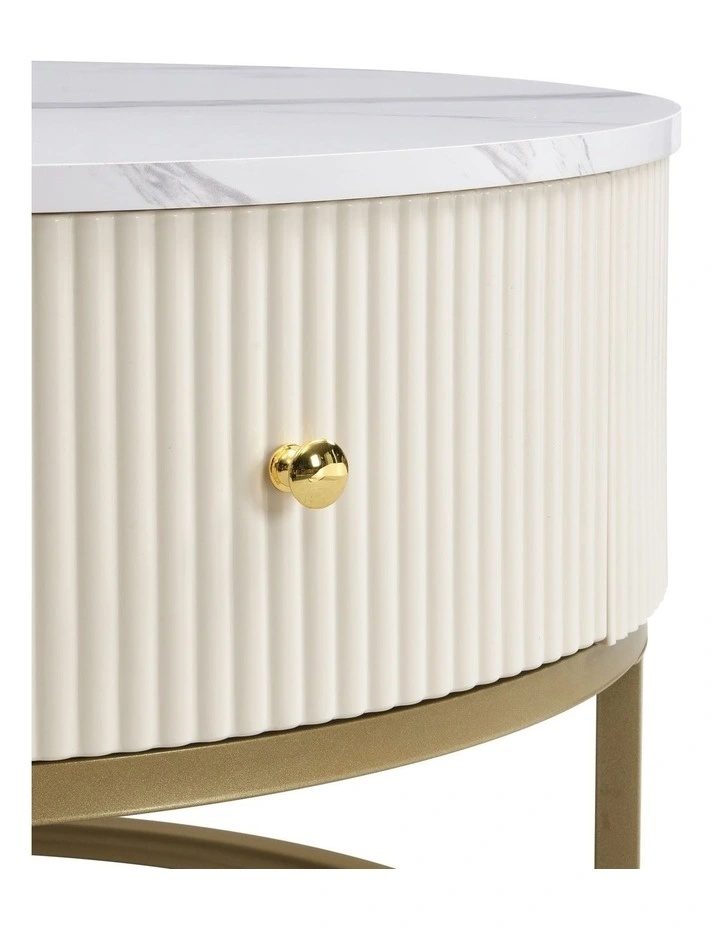 Storage Drawers Modern Round Coffee Table70cm in White image 5