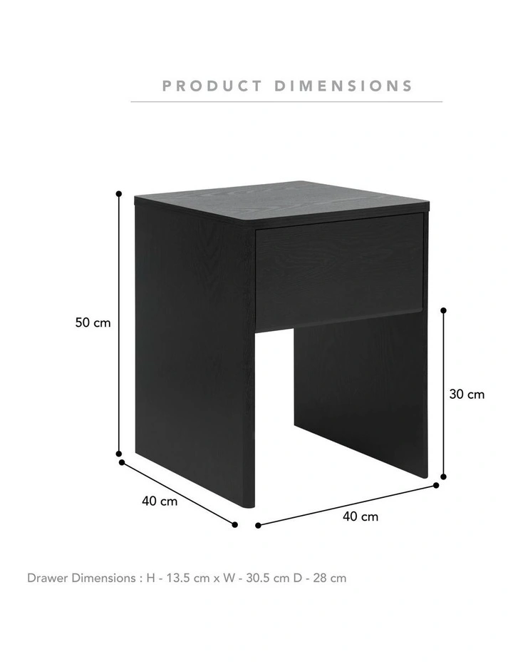 Oxford Bedside Table in Black image 3