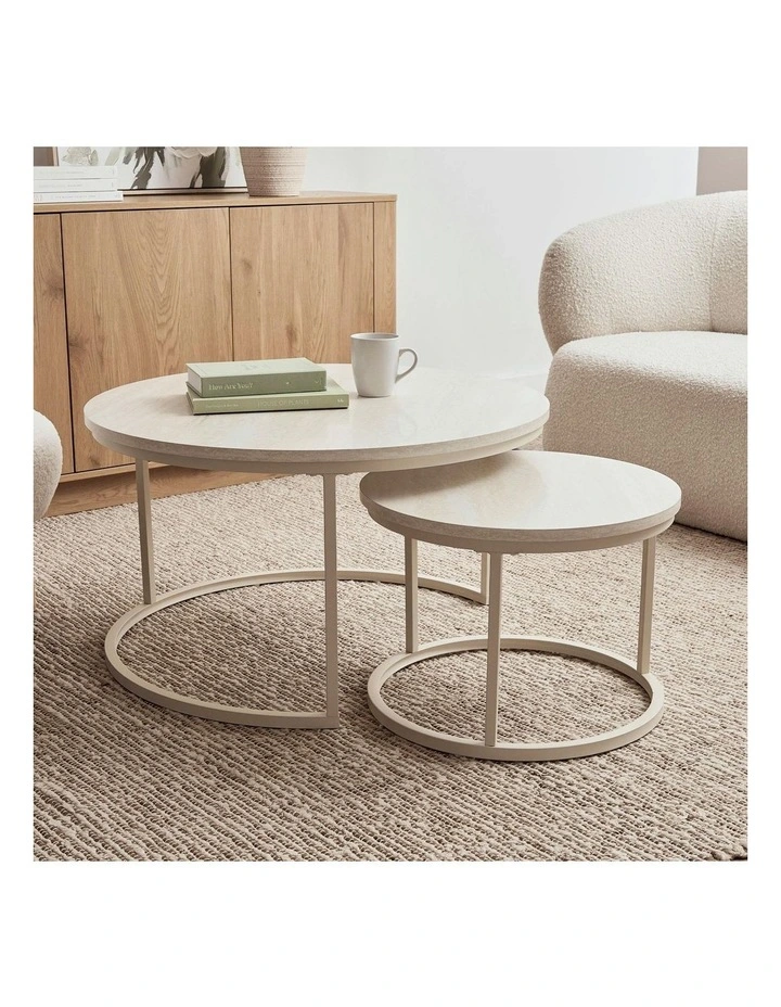 Nesting Sonoma Coffee Tables Set of 2 in Beige image 2