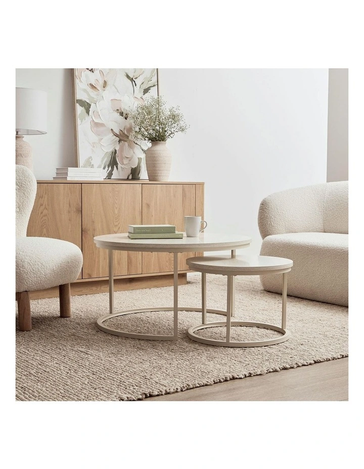 Nesting Sonoma Coffee Tables Set of 2 in Beige image 7