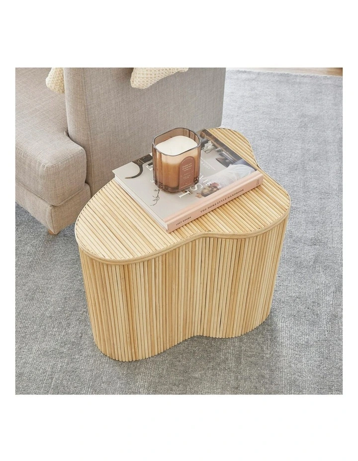 Edo Wave Small Storage Side Table 50cm in Beige image 2