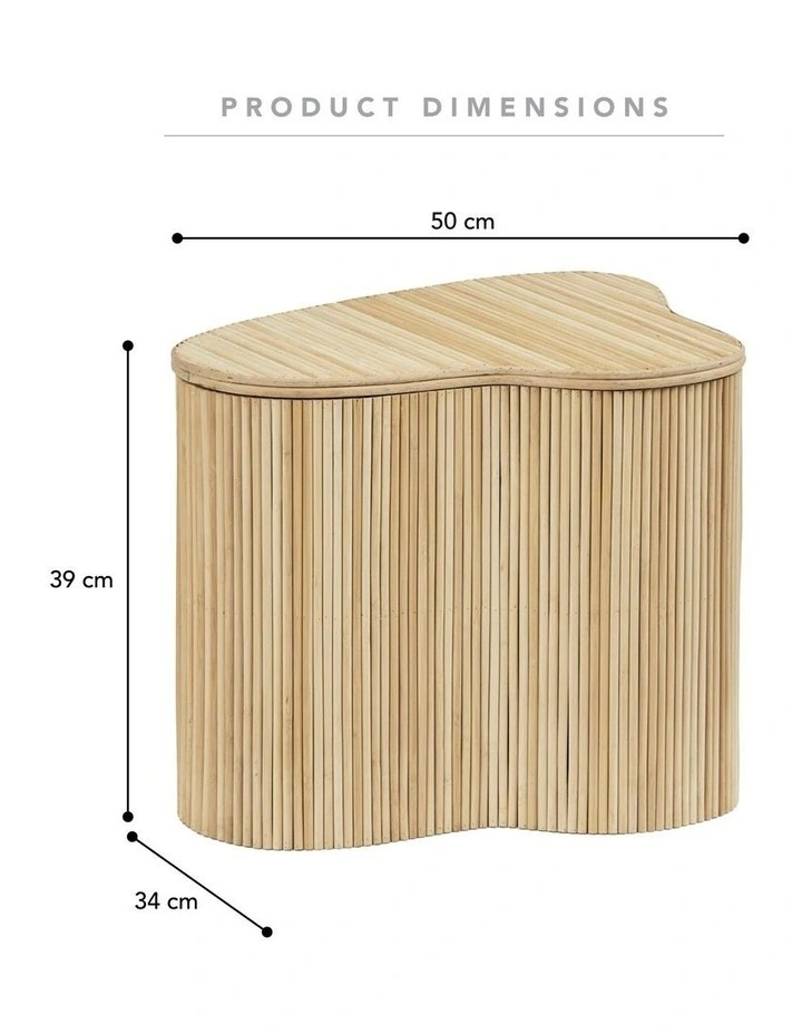 Edo Wave Small Storage Side Table 50cm in Beige image 3