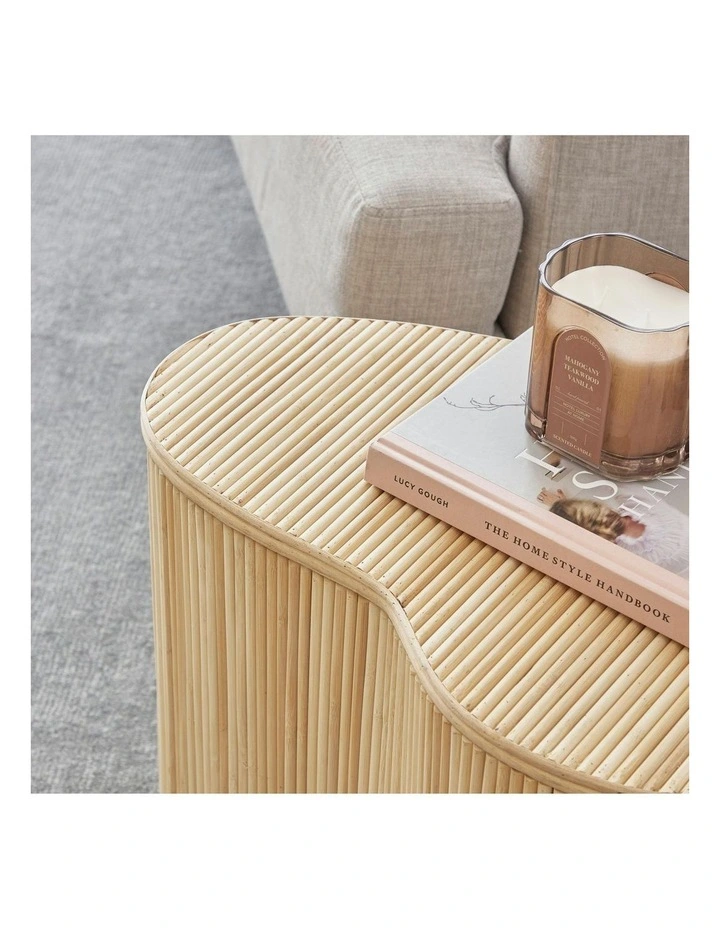 Edo Wave Small Storage Side Table 50cm in Beige image 4