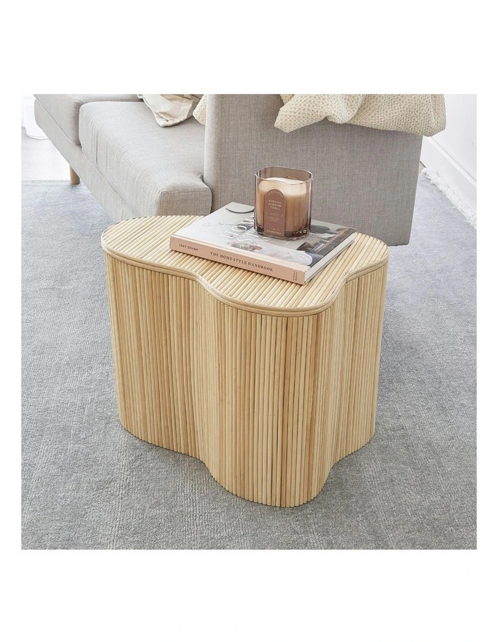 Edo Wave Small Storage Side Table 50cm in Beige image 5