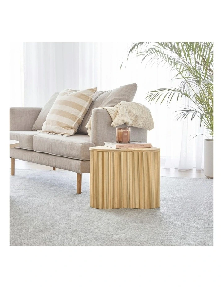 Edo Wave Small Storage Side Table 50cm in Beige image 7