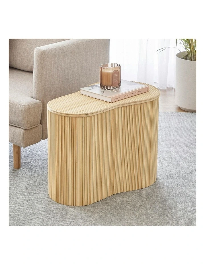Edo Wave Medium Storage Side Table 60cm in Beige image 2