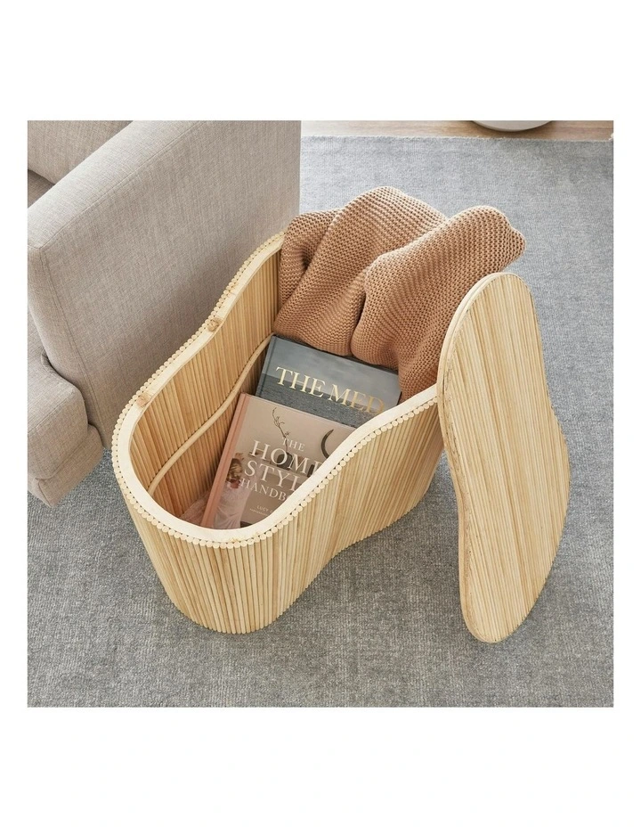 Edo Wave Medium Storage Side Table 60cm in Beige image 6