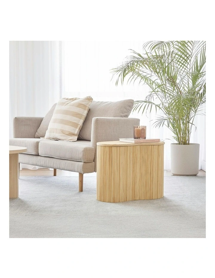 Edo Wave Medium Storage Side Table 60cm in Beige image 7