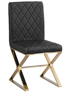 PU Leather Legs Dining Chairs 2x in Black