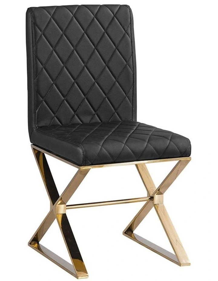 PU Leather Legs Dining Chairs 2x in Black image 1