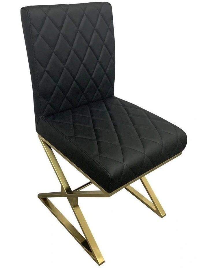 PU Leather Legs Dining Chairs 2x in Black image 3