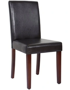 Solid Wooden PU Leather Dining Chairs 2x in Brown
