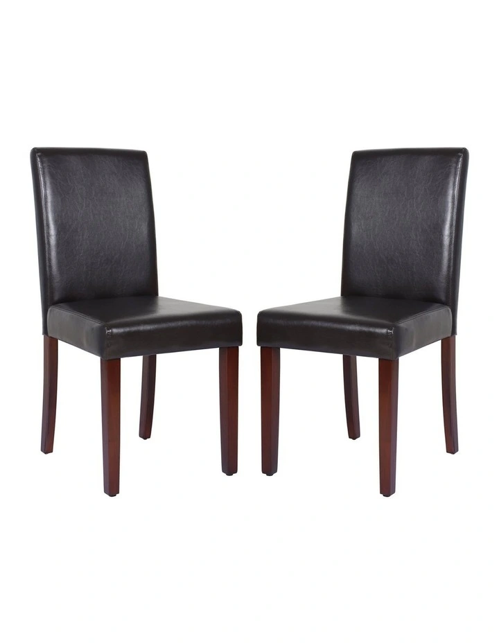 Solid Wooden PU Leather Dining Chairs 2x in Brown image 2