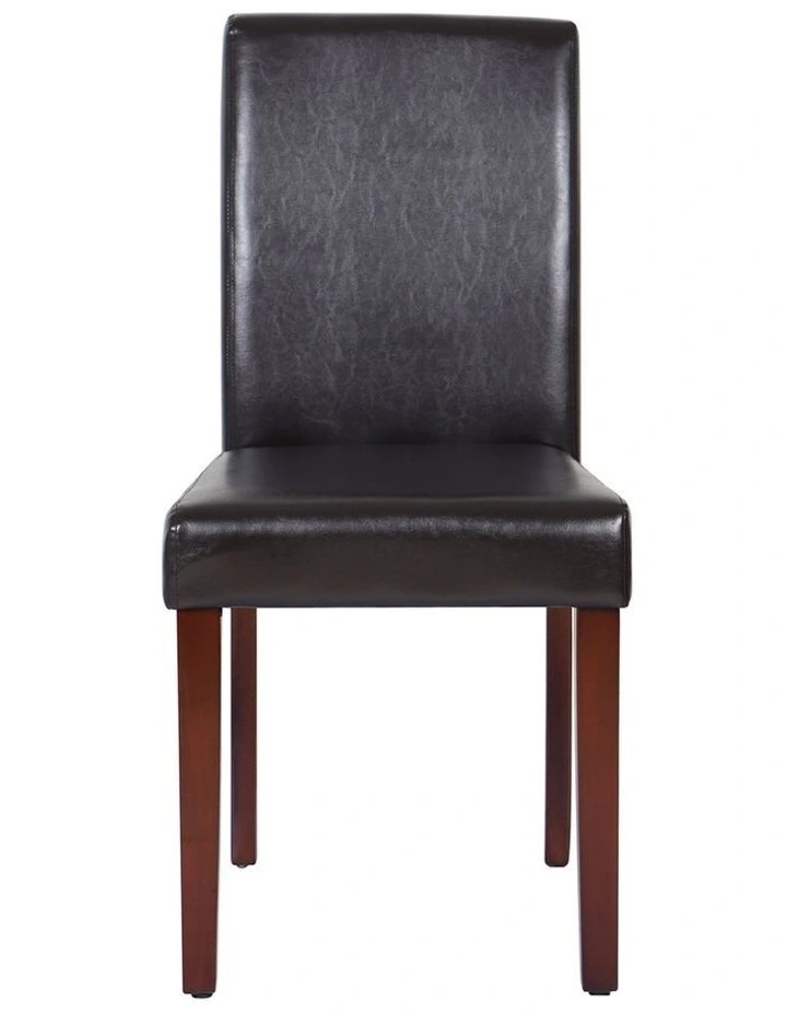 Solid Wooden PU Leather Dining Chairs 2x in Brown image 3